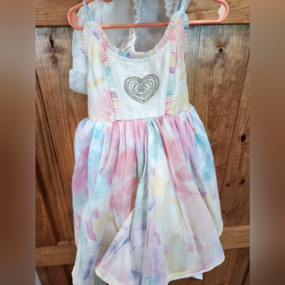 Pink and Green Casual Flutter Sleeve Sundress